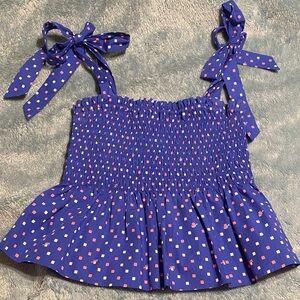 Lilly Pulitzer size M Blue Smocked Top with Bow Straps